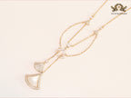 White enamel and Cz charms chain