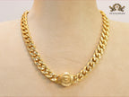 Round medusa gold link chain