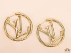 Gold plated L and V alphabet hoops 40 mm