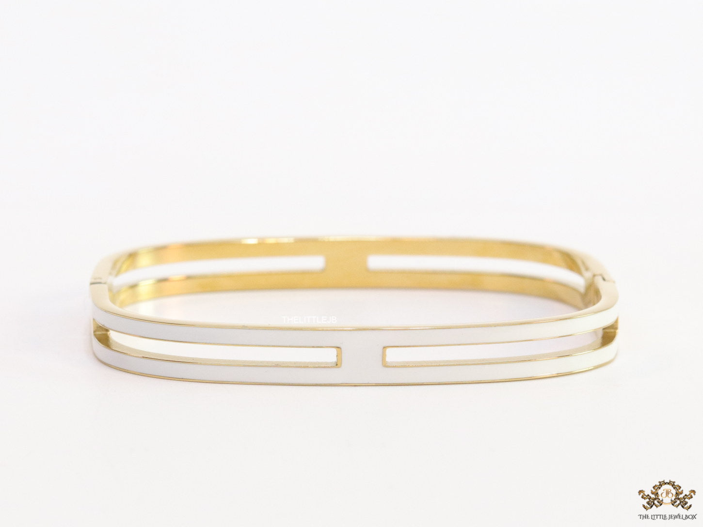 Gold plated two layer solid white bracelet