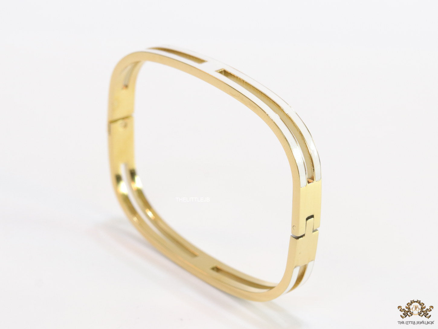 Gold plated two layer solid white bracelet