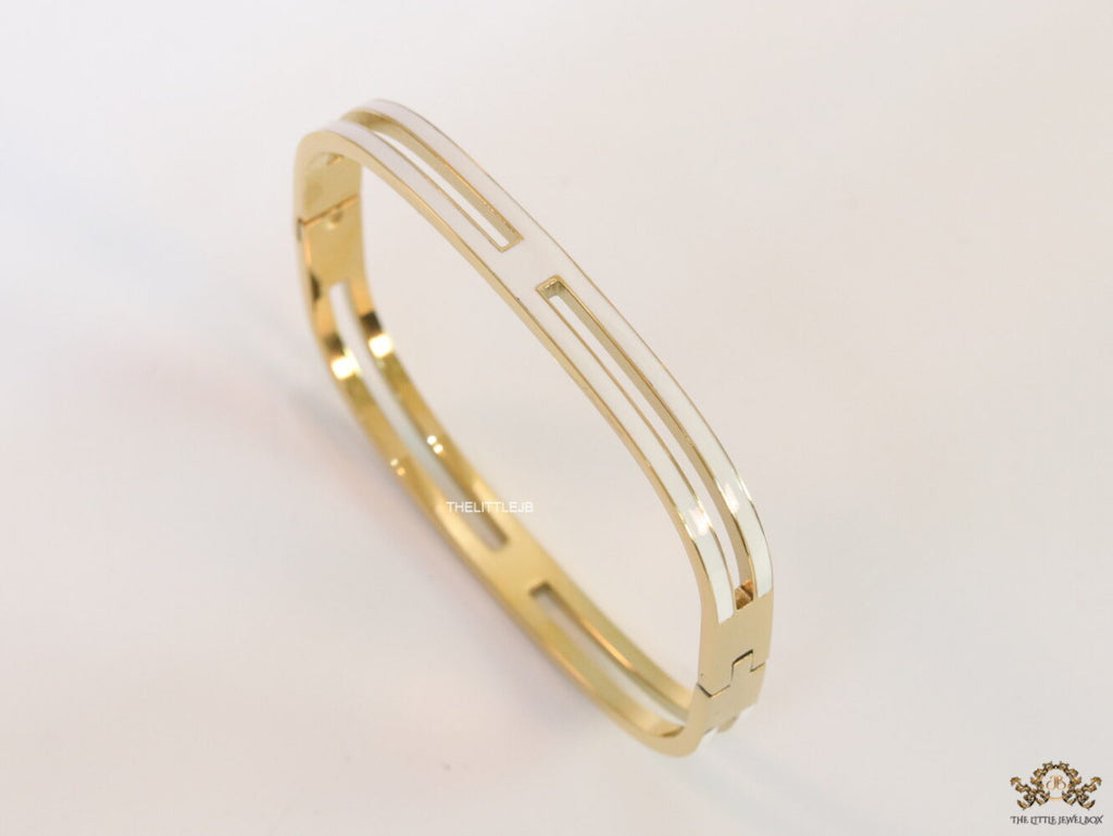 Gold plated two layer solid white bracelet