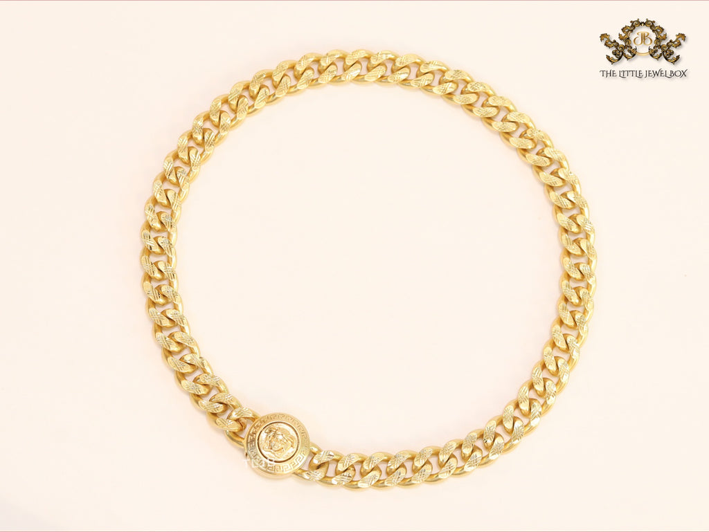 Round medusa gold link chain