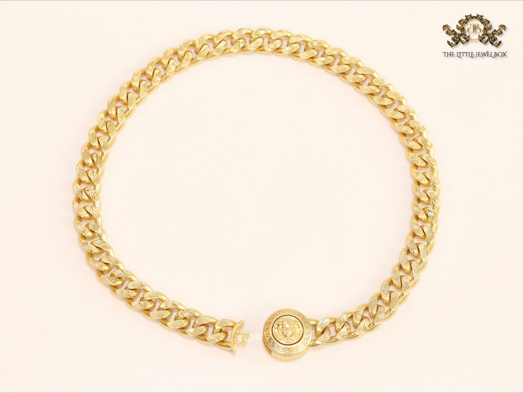 Round medusa gold link chain