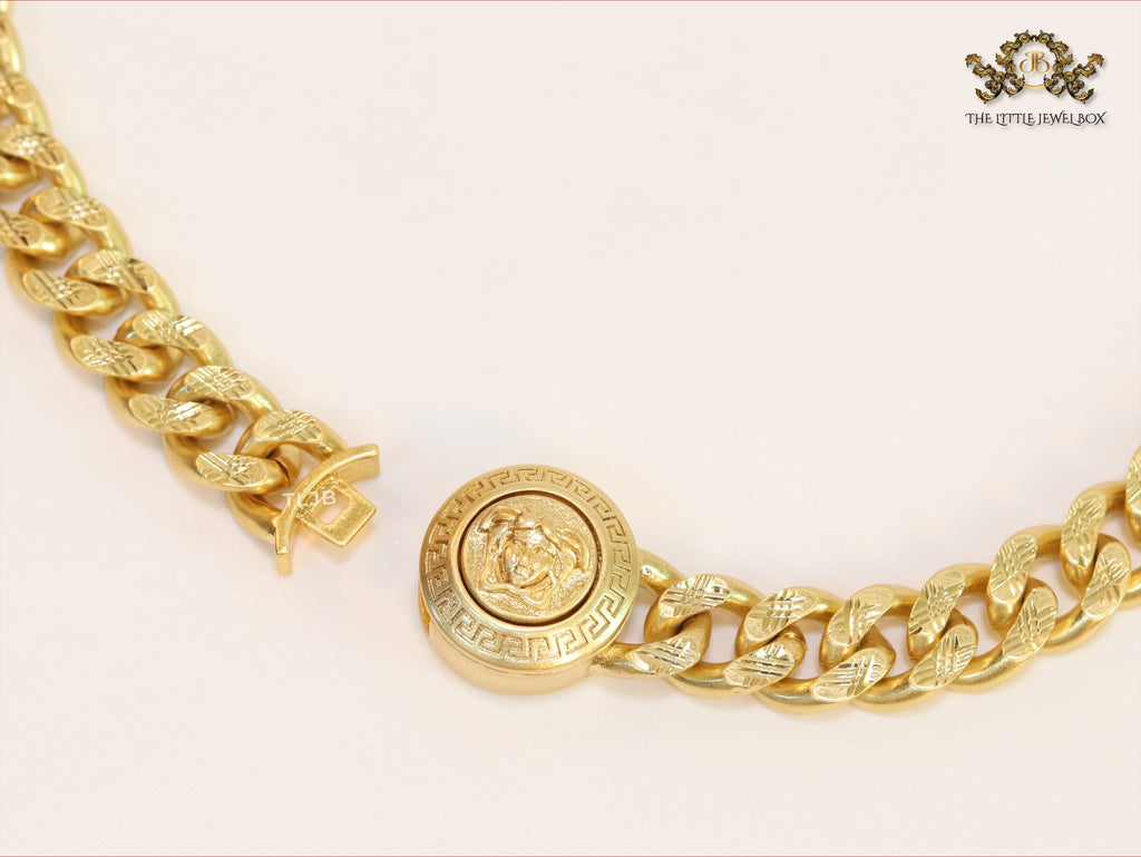 Round medusa gold link chain