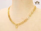 Medusa charm gold link chain