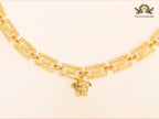 Medusa charm gold link chain