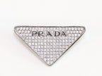 Alphabet P triangle CZ brooch in platinum finish