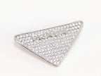 Alphabet P triangle CZ brooch in platinum finish