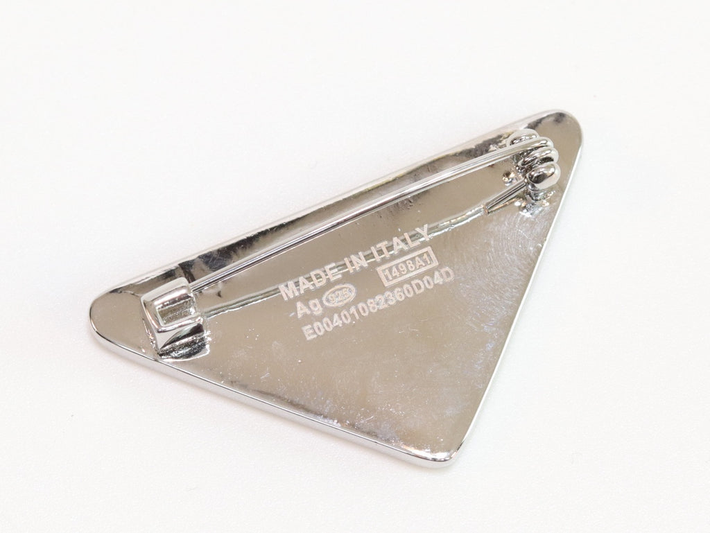 Alphabet P triangle CZ brooch in platinum finish