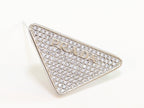 Alphabet P triangle CZ brooch in platinum finish