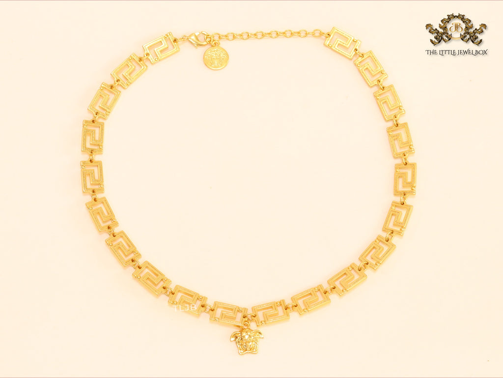 Medusa charm gold link chain