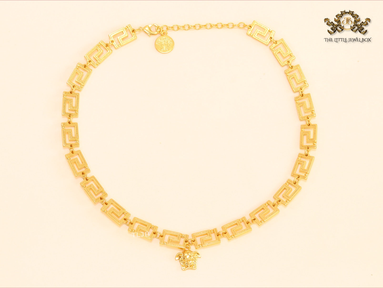 Medusa charm gold link chain