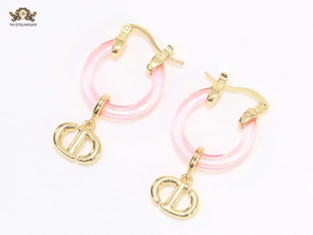 CD Hoops in Pink wih Gold