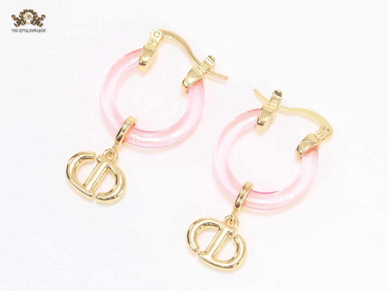 CD Hoops in Pink wih Gold