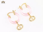 CD Hoops in Pink wih Gold