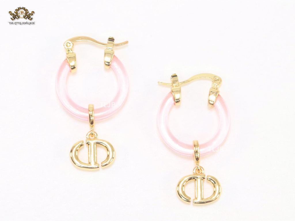 CD Hoops in Pink wih Gold