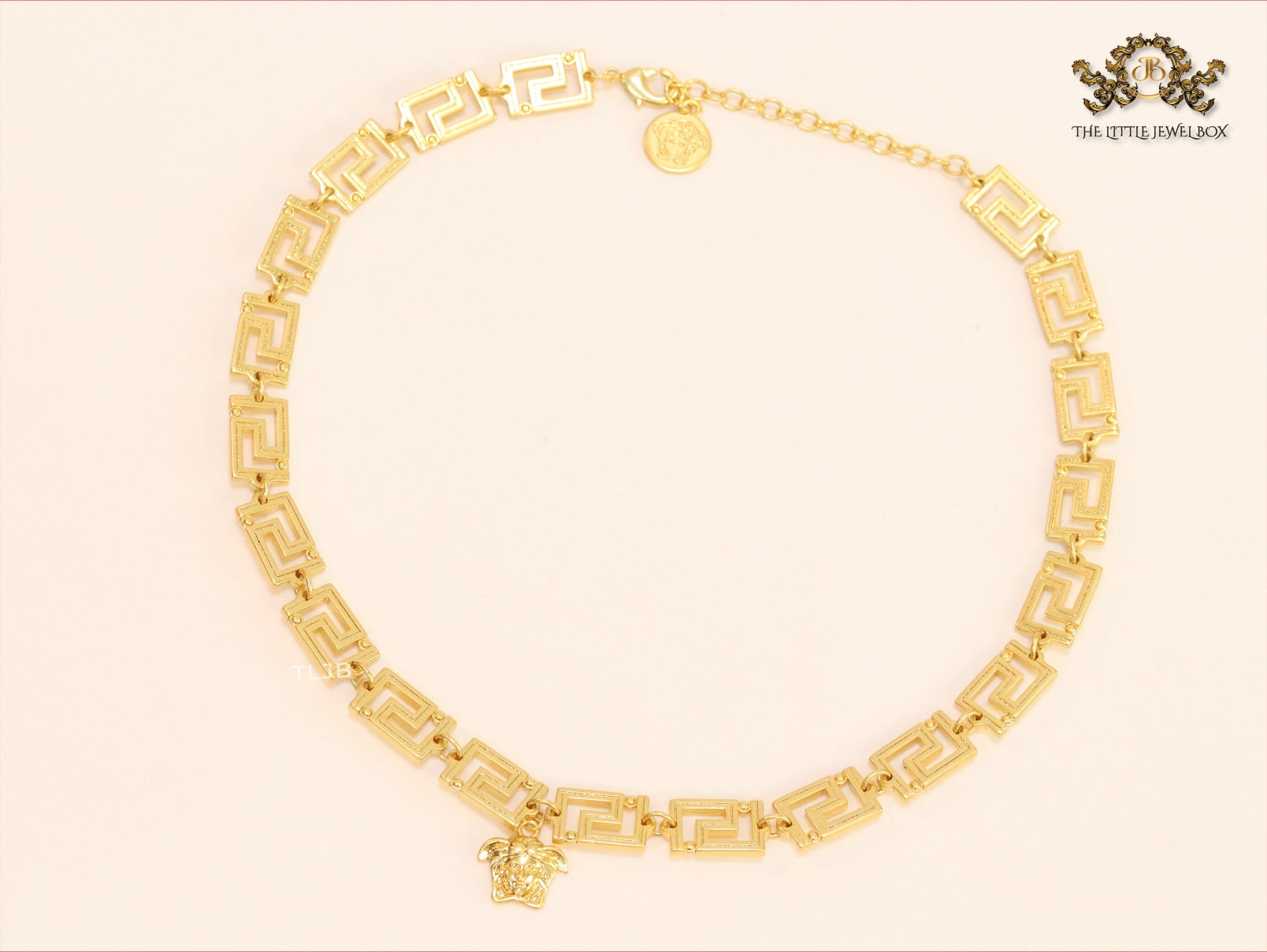 Medusa charm gold link chain