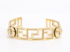 Alphabet V and Medusa Open Bracelet with gold finish