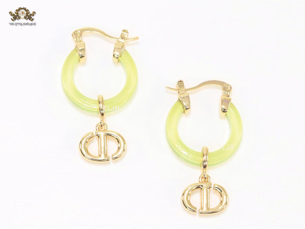 CD Hoops in Green wih Gold