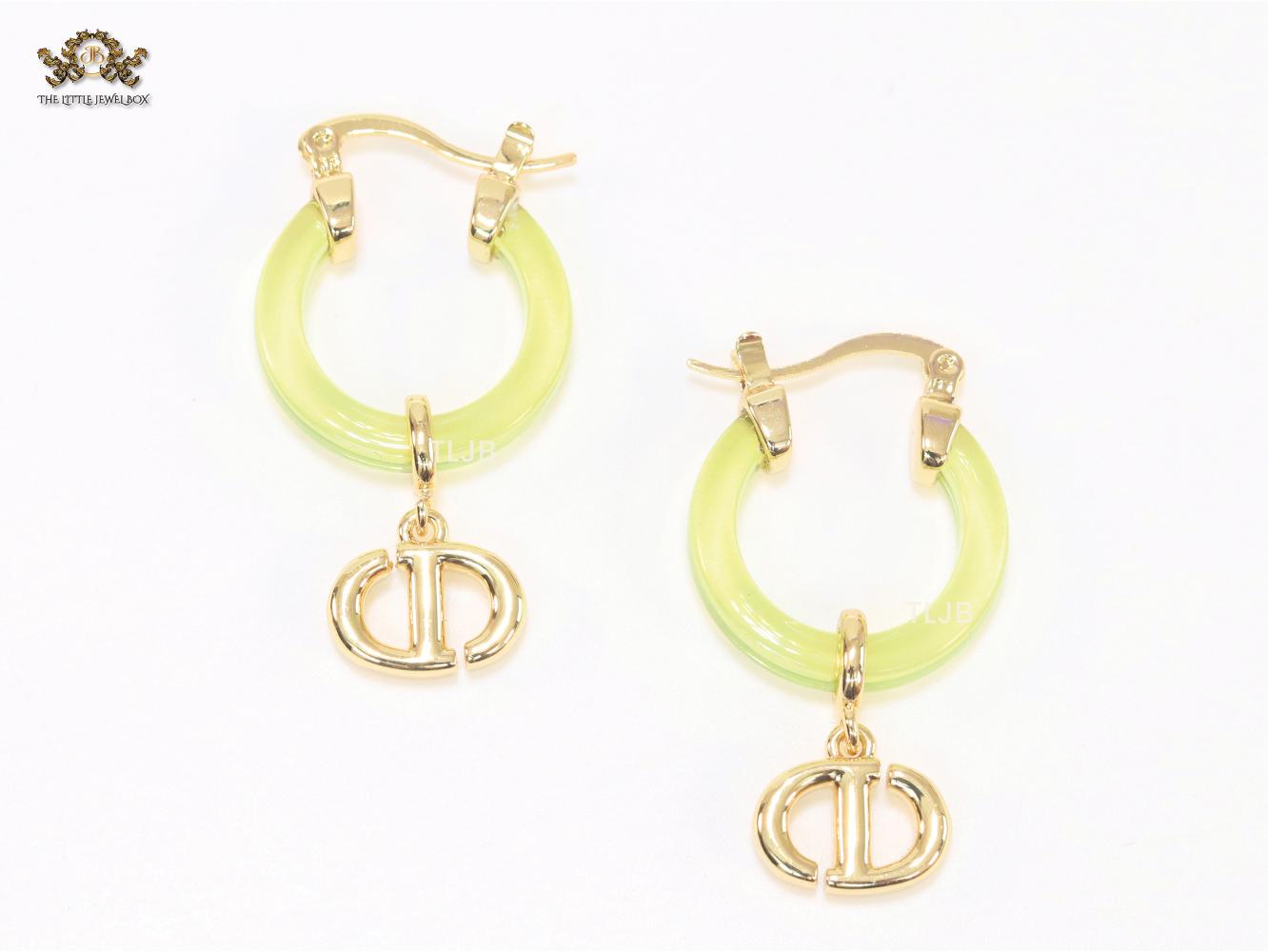 CD Hoops in Green wih Gold