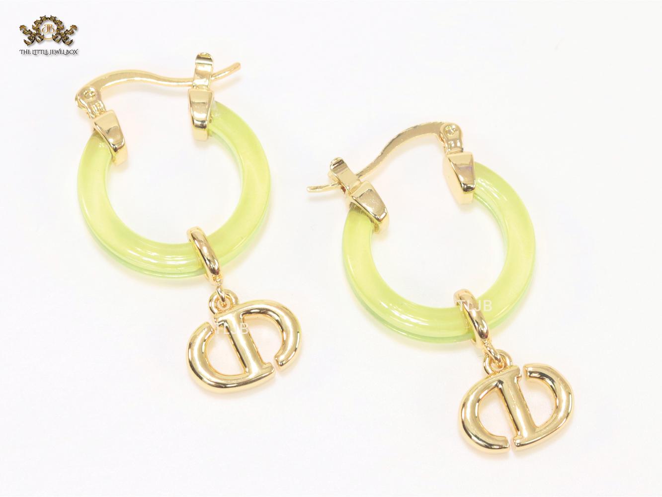 CD Hoops in Green wih Gold