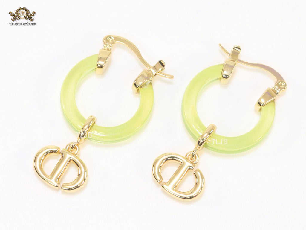 CD Hoops in Green wih Gold