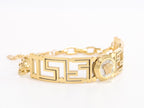 Alphabet V and Medusa Bracelet with chain in gold finish