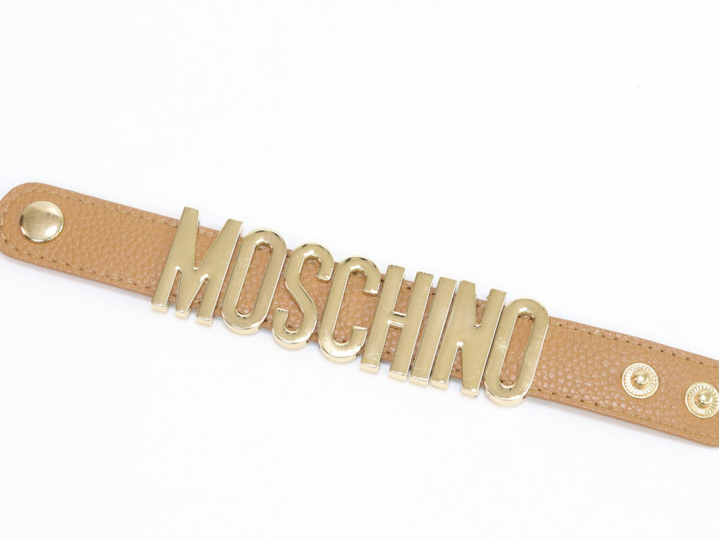 Alphabet M tan colour bracelet in gold finish