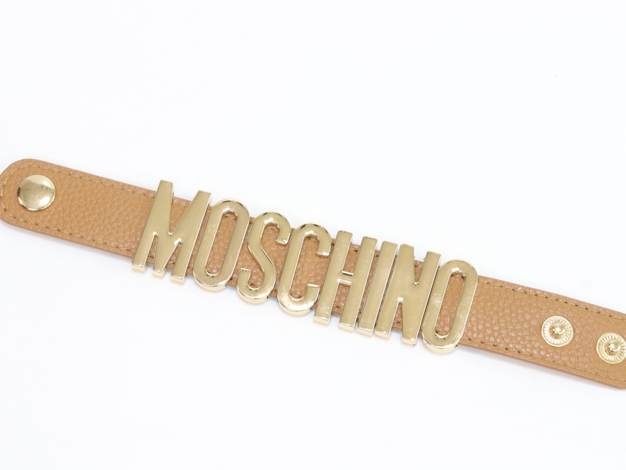 Alphabet M tan colour bracelet in gold finish