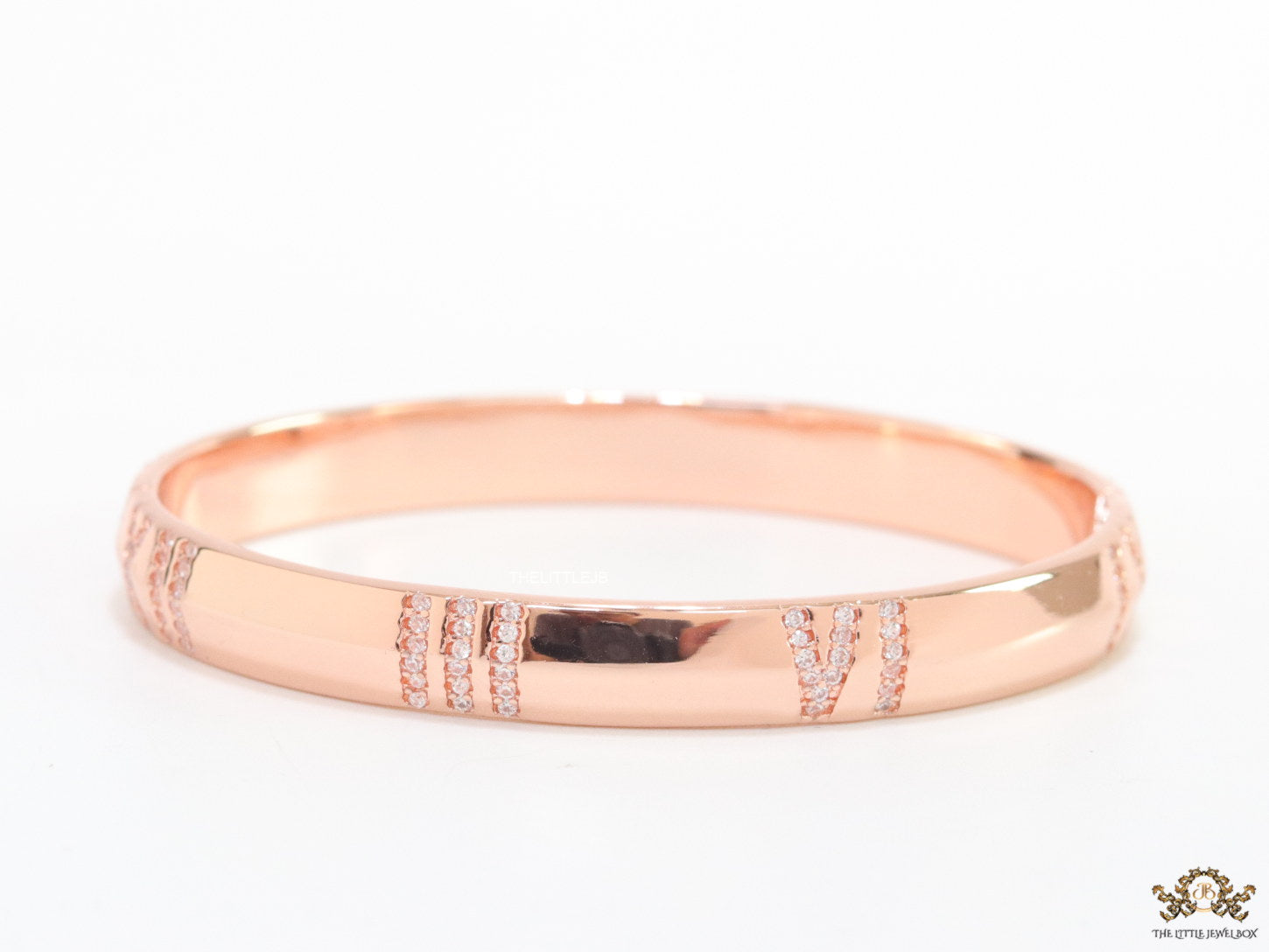 Rose gold bracelet with cz roman numerals