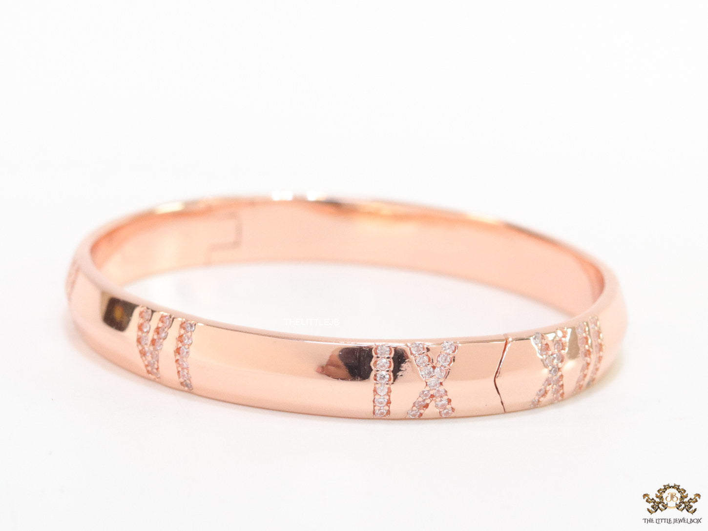 Rose gold bracelet with cz roman numerals