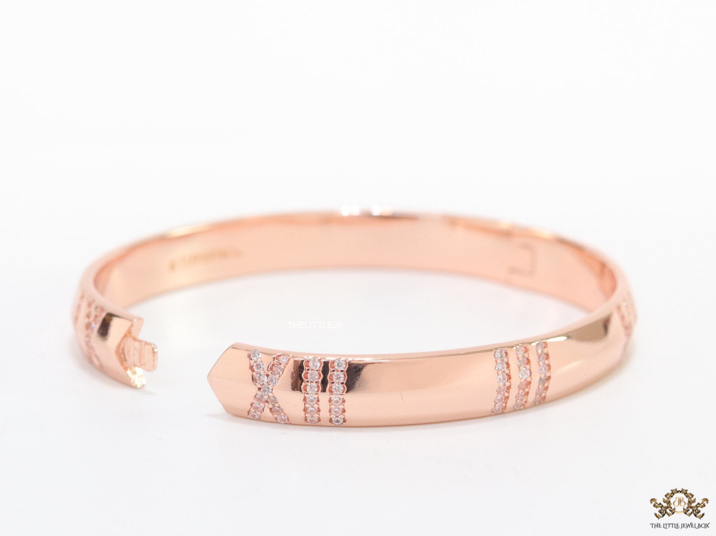 Rose gold bracelet with cz roman numerals