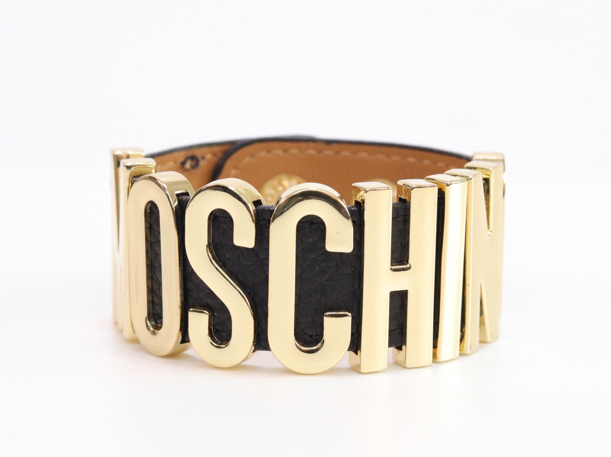 Alphabet M black colour bracelet in gold finish