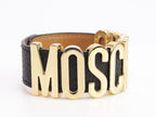 Alphabet M black colour bracelet in gold finish