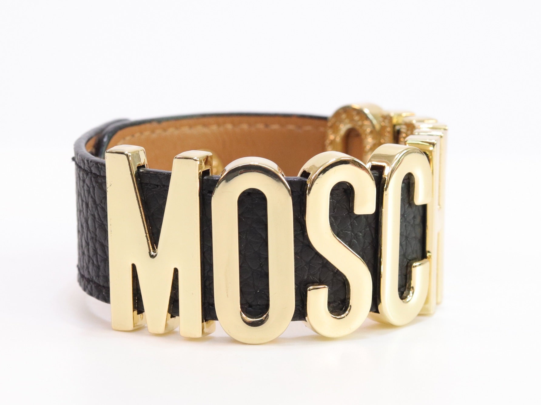 Alphabet M black colour bracelet in gold finish