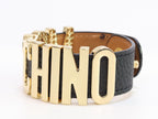 Alphabet M black colour bracelet in gold finish