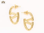 Open V Oval Hoops in Gold 32 mm