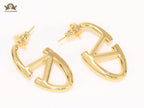 Open V Oval Hoops in Gold 32 mm
