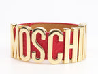 Alphabet M red colour bracelet in gold finish