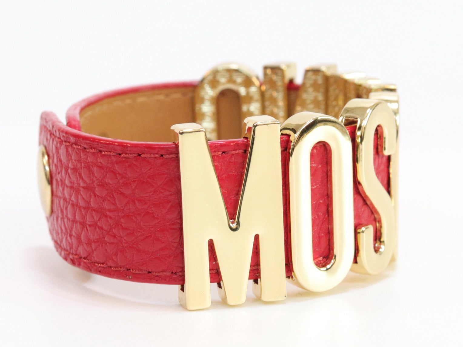 Alphabet M red colour bracelet in gold finish