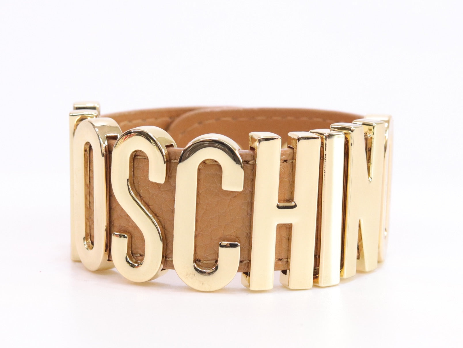Alphabet M tan colour bracelet in gold finish