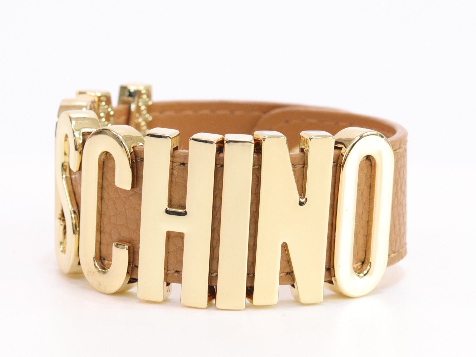 Alphabet M tan colour bracelet in gold finish