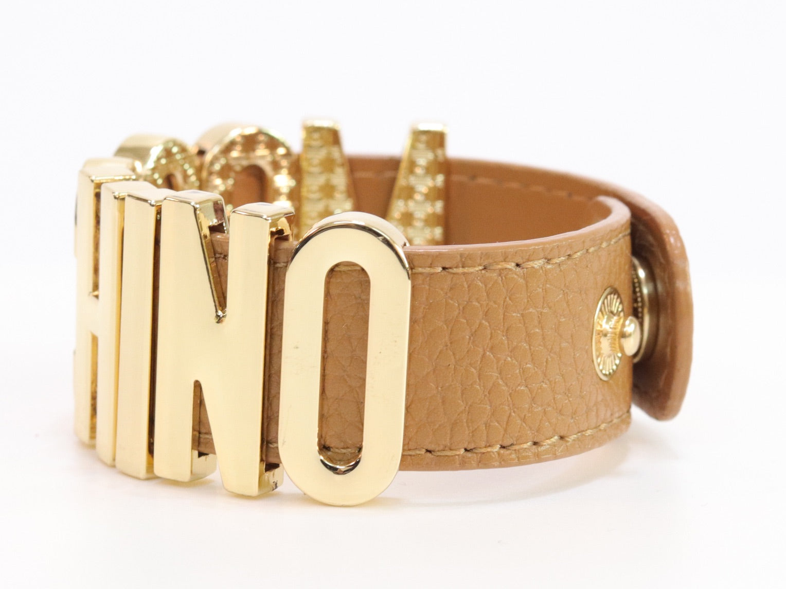 Alphabet M tan colour bracelet in gold finish