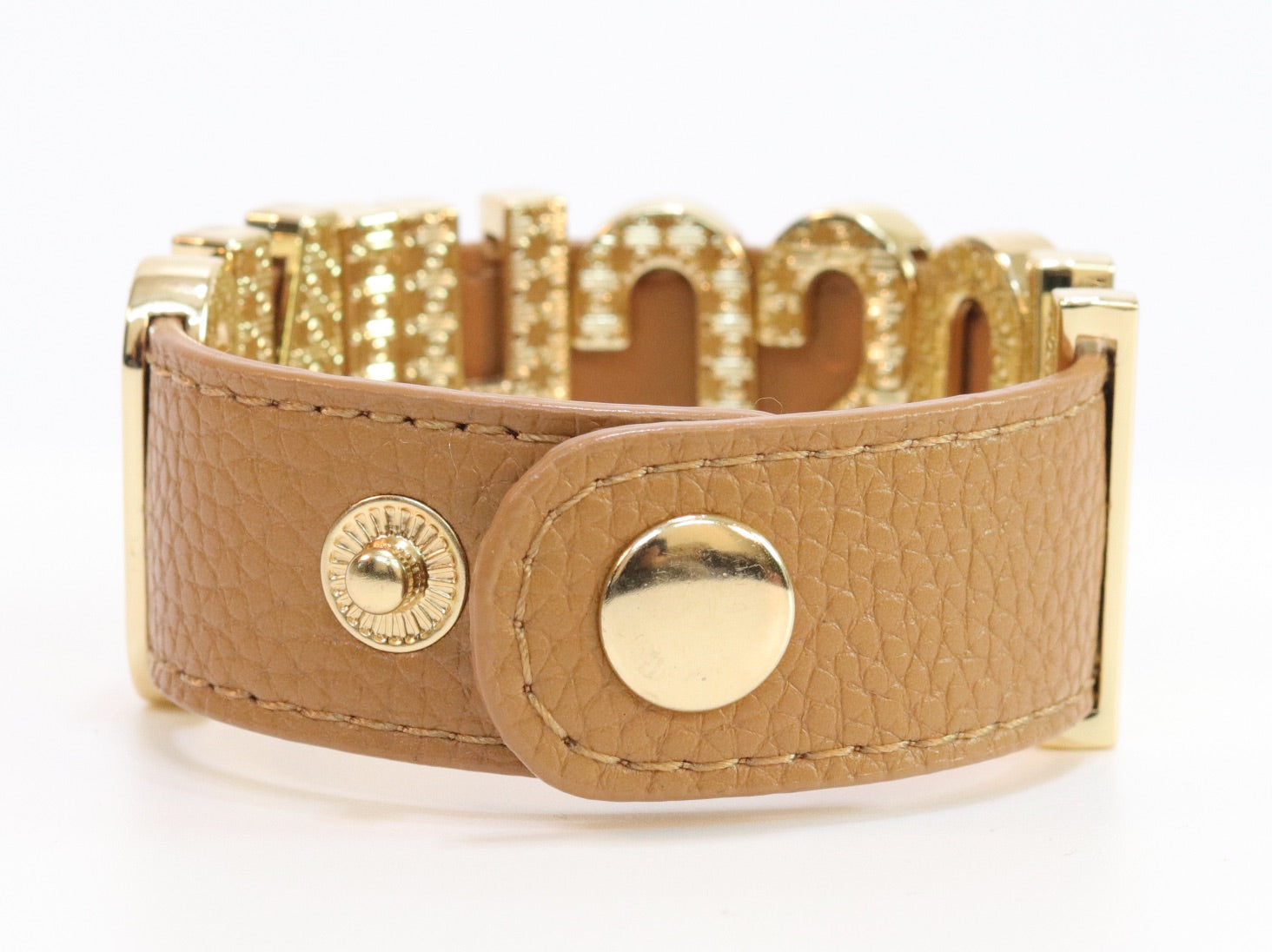 Alphabet M tan colour bracelet in gold finish