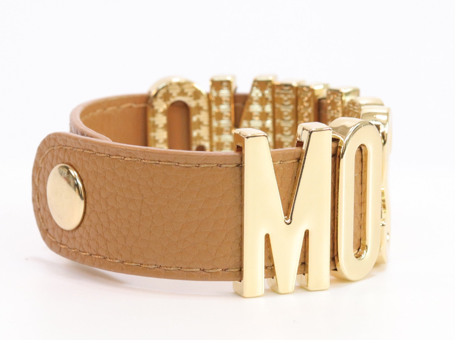 Alphabet M tan colour bracelet in gold finish