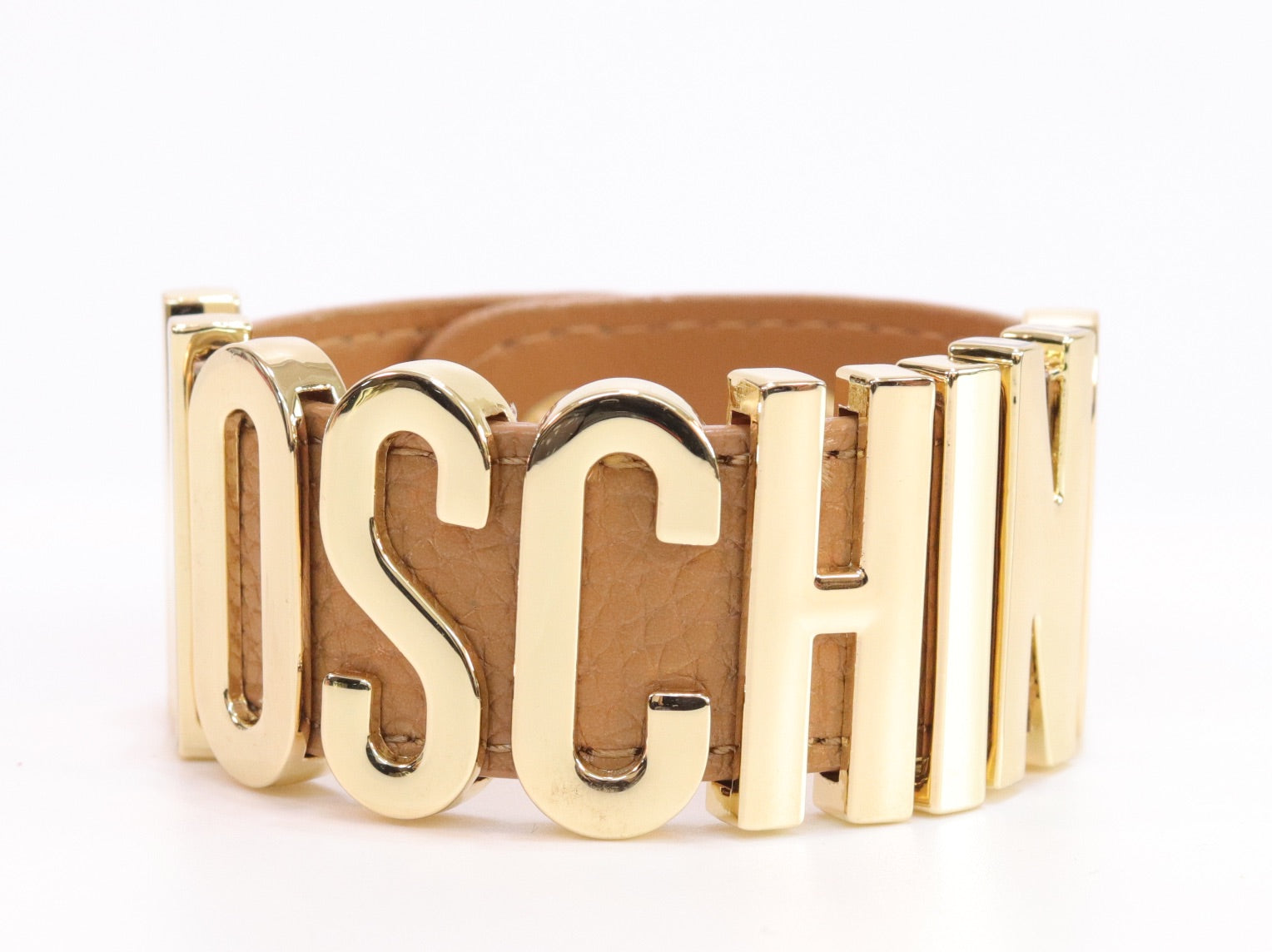 Alphabet M tan colour bracelet in gold finish