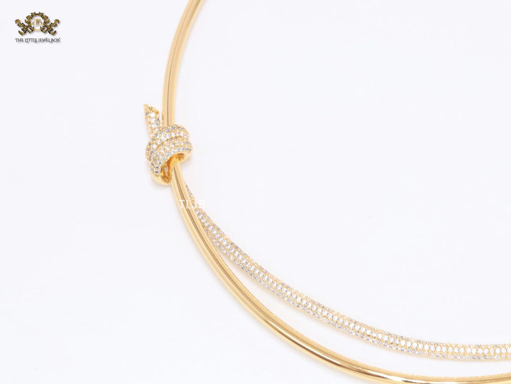 Alphabet T and Co Double line stiff Choker in gold