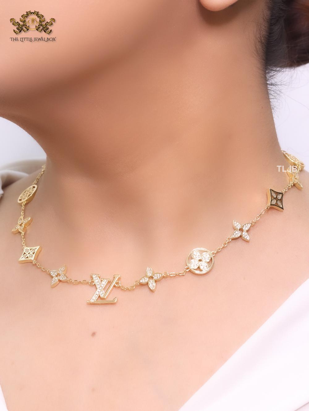 Alphabet L &V MOP neck chain