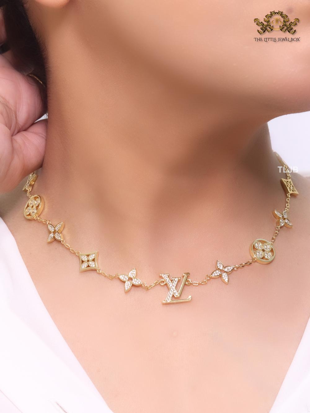 Alphabet L &V MOP neck chain